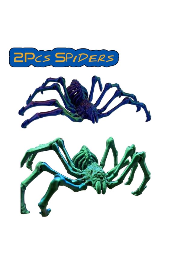 2Pcs Set 9.84'' 3D Printed Spider Relaxation Ornaments, Halloween Articulated Fake Spider Figures, indoor Decorations, Stress Relief Fidget Ornaments