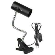 Aousin E27 Heating Reptile Lamp Holder Clip-on Bulb with Cover Pet Light (Black)