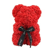 Aousin Flower Rose Bear Doll Valentine Day Christmas Gift Wedding Decoration (Red)