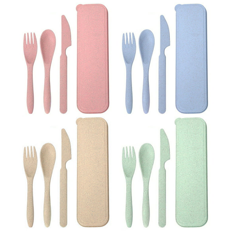 Travel Utensils with Case 4 Sets Reusable Utensils Set with Case