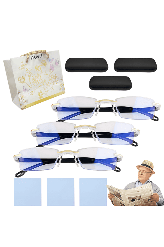 2026 New Upgrade Self Adjust Reading Glasses, Self Adjusting Blue Light Glasses, Clearity Blue Glass, Anti-Glare Protection Eye Glass Perfect Gift For Men/Women With Gift Bag(3Pcs)