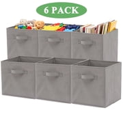 Aovky 11 Inch Cube Storage Bins Organizer, 6 Pack Collapsible Fabric Storage Cube Bins with Handle, Foldable Closet Organizer and Storage Baskets for Shelves, O