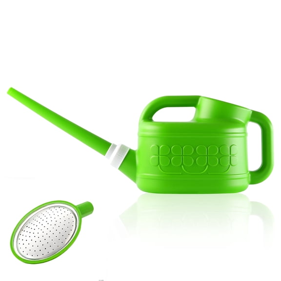 Aovky 1 Gallon Watering Can for Indoor and Outdoor Plants, Plastic Watering Can with Removable Long Spout and Stainless Steel Sprinkler Head, Indoor Plant Watering Can for Flowers Gardening (Green)