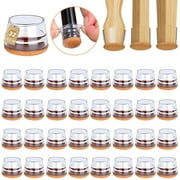 Aovky 32 Pcs Chair Leg Floor Protectors for Hardwood Floors, Silicone Chair Leg Covers Felt Pads, Medium