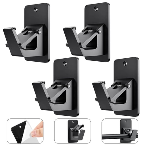 Aovky 4Pcs No Drill Curtain Rod Brackets, Adhesive Curtain Rod Holder Up to 20 lb, Self Adhesive Curtain Rod Bracket Nail-Free Curtain Rod Hooks for Bathroom, Bedroom, Livingroom, Kitchen