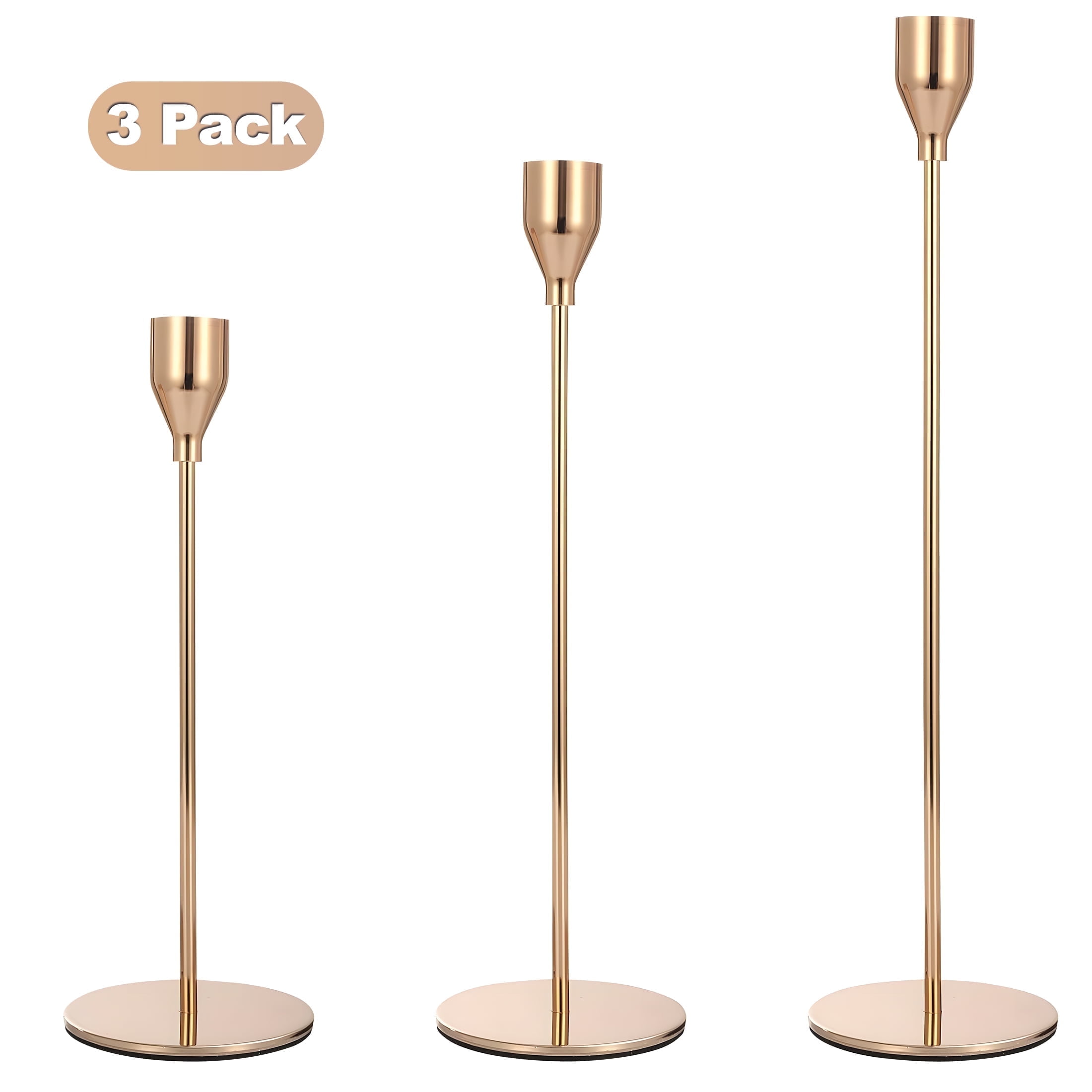 Aovky Candle Holder Set of 3 Gold and Black Taper Candlesticks for Home ...