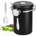 thumbnail image 1 of Aovky Coffee Canister, Airtight 22OZ Stainless Steel Coffee Container with Date Tracker & Measuring Scoop, Kitchen Food Storage Jar for for Coffee Beans, Grounds, Tea, Sugar, Cereal, Black, 1 of 8
