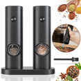 thumbnail image 1 of Aovky Electric Salt and Pepper Grinder Set, 2 Pack Battery-Powered Pepper Mill Grinder with LED Light and Stand, Adjustable Coarseness for One-Hand Operation in Kitchen, Dining, BBQ and Gift, 1 of 8