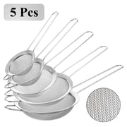 Aovky Fine Mesh Strainers Set of 5, Stainless Steel Wire Sieves with Sturdy Handles 2.8", 3.1", 4.7", 5.5", 7.8", Multipurpose Kitchen Strainers for Sifting Flour, Straining Rice, Tea, and Pasta