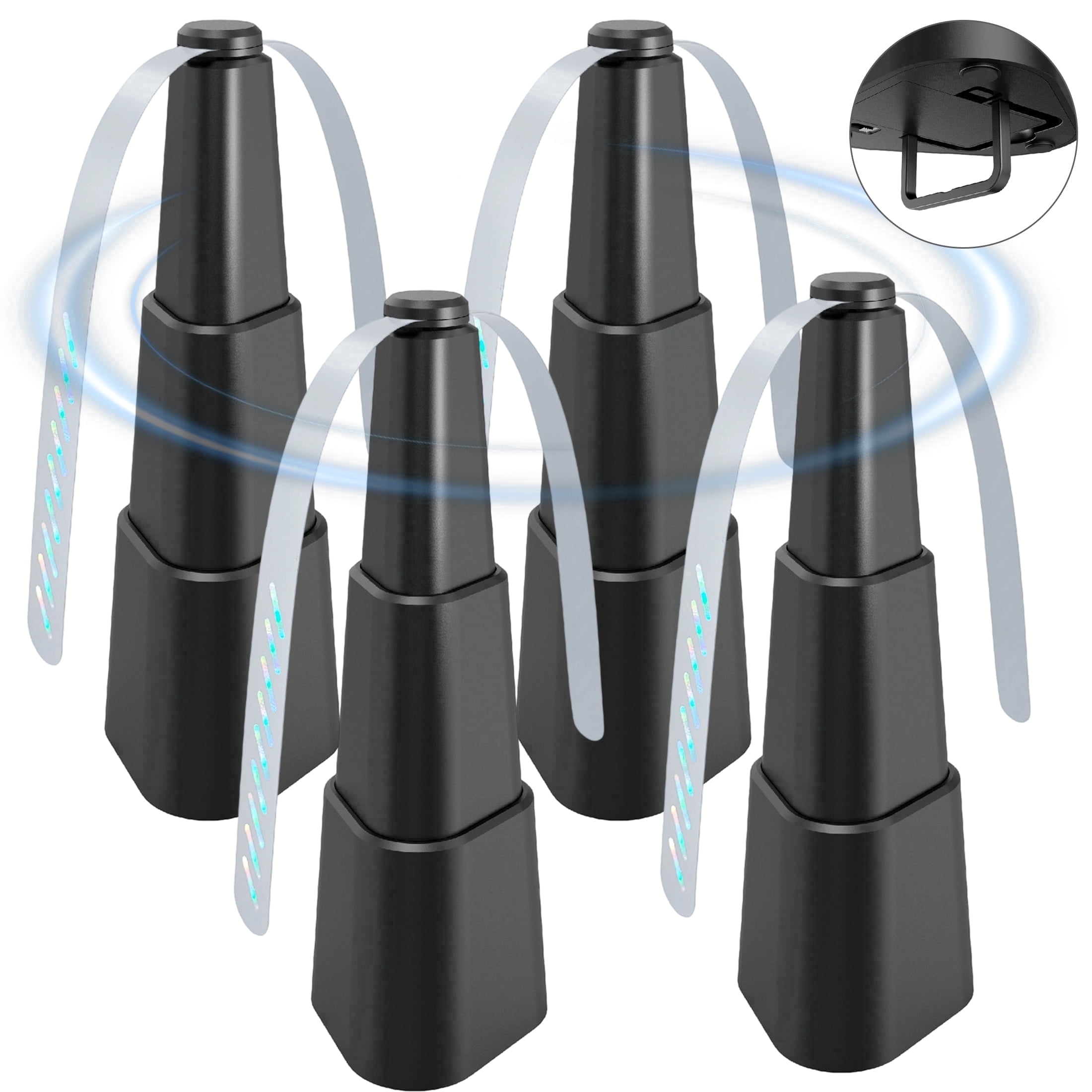 Aovky Fly Fans for Tables, 4 Pack Battery Operated Fly Repellent Fans with Holographic Blades, Tabletop Use for Indoor Outdoor, Picnic, Party, Restaurant and Home (Black)