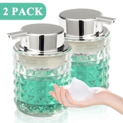 Aovky Foaming Hand Soap Dispenser, 2-Pack Clear Glass Soap and Lotion Dispenser with Foaming Pump, Refillable Foam Soap Dispenser Pump Bottle for Bathroom, Kitchen, Dish Soap or Lotion