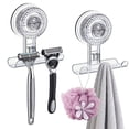 thumbnail image 1 of Aovky Razor Holder for Shower 2 Pack, Suction Cup Shower Razor Holder for Wall, Removable & Reusable Shower Hooks for Bathroom Damage-Free Shaver Holder for Shower Wall for Razor, Towel, Loofah, Clea, 1 of 8
