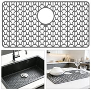 Aovky Sink Protectors for Kitchen Sink, 26"x14" Large Non-Slip Silicone Sink Mat with Upper-Middle Drain Hole, Heat Resistant Grid for Farmhouse Porcelain & Stainless Steel Sinks