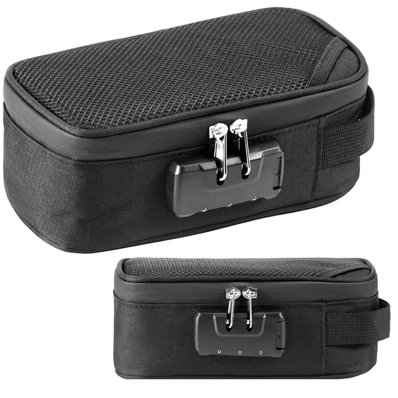 Aovky Smell Proof Bag with Combination Lock, Smell Proof Container Odor Proof Bag for Travel and Home, Portable Odorless Storage for Men & Women, Black