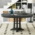 thumbnail image 1 of Aowos Farmhouse Dining Table Extendable Round Table for Kitchen, Dining Room(Black), 1 of 10