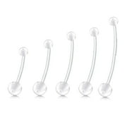 Aoxiang Button Rings Long Bar Sport Flexible Bioplast Clear Navel Belly Rings Piercing Retainer