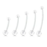 Aoxiang Button Rings Long Bar Sport Flexible Bioplast Clear Navel Rings Piercing Retainer