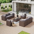 thumbnail image 1 of Aoxun 10 Piece Patio Furniture Set Wicker Rattan Patio Conversation Set Outdoor Sectional Sofa Set with Coffee Table and 4” Thickened Cushions, Gray (Waterproof Cover Included), 1 of 8