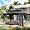 thumbnail image 1 of Aoxun 10' X 14' Hardtop Gazebo with Drainage System, Aluminum Outdoor Gazebo with Galvanized Steel Double Roof, Patio Permanent Metal Gazebo Pavilion with Netting, for Garden, Deck, Grey, 1 of 8