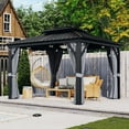 thumbnail image 1 of Aoxun 10 ft. x 12 ft. Hardtop Gazebo, Aluminum Frame Canopy with Double Galvanized Steel Roof Patio Gazebo, Outdoor Metal Pavilion with Netting, Curtains for Backyard, Patio and Deck, 1 of 9