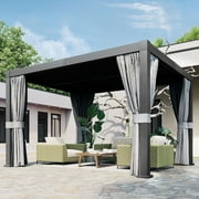 Aoxun 10' x 12' Louvered Pergola, Outdoor Aluminum Pergola with Adjustable Top for Decks, Gardens and Backyards, Gray