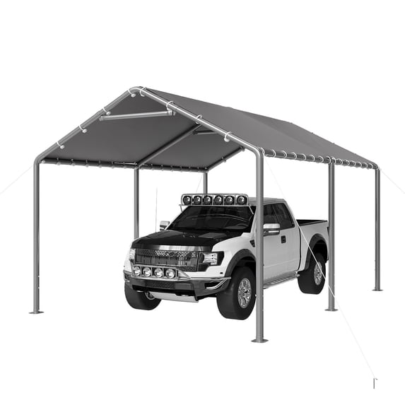 Aoxun 10x15 FT Carport Heavy Duty Car Canopy for Cars, Boats, Trucks, Outdoor Carport Shelter Portable Garage with Reinforced Frame, Gray