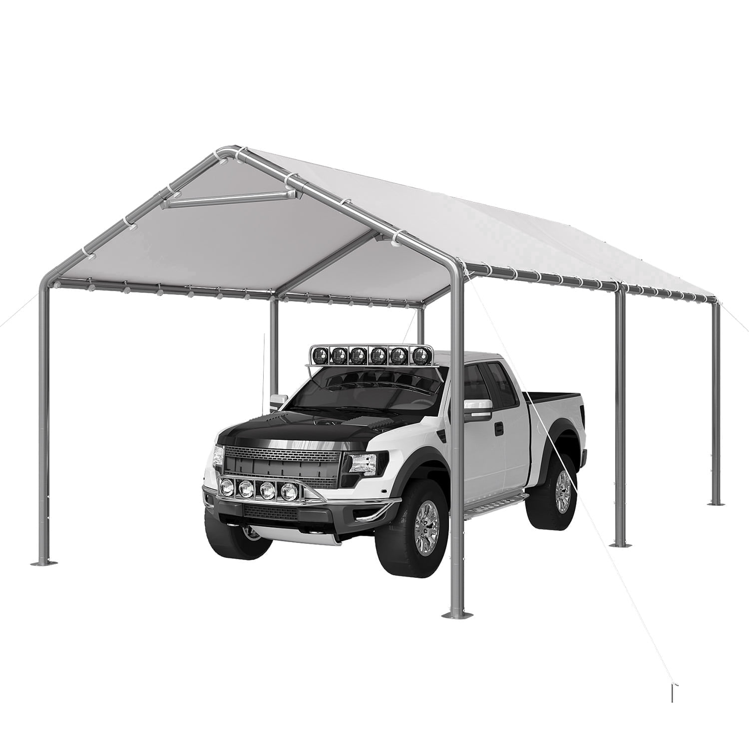 Aoxun 10x20 FT Carport Heavy Duty Car Canopy for Cars, Boats, Trucks, Outdoor Carport Shelter Portable Garage with Reinforced Frame, White