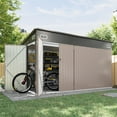 thumbnail image 1 of Aoxun 11.5'x7.3' Shed Outdoor Storage Shed with Triple Lockable Door Metal Storage Cabinet with Slopping Roof for Tools Bicycles Storage for Garden, Patio, Courtyard (Brown), 1 of 8