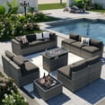 thumbnail image 1 of Aoxun 11 Piece Patio Furniture Set with 44” Fire Pit Table Wicker Rattan Outdoor Sectional Sofa Set with Coffee Table and 4” Thickened Cushions, Black (Waterproof Cover Included), 1 of 6