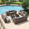 thumbnail image 1 of Aoxun 14 Piece Patio Furniture Set Wicker Rattan Patio Conversation Set Outdoor Sectional Sofa Set with Coffee Table and 4” Thickened Cushions, Gray(Waterproof Cover Included), 1 of 7