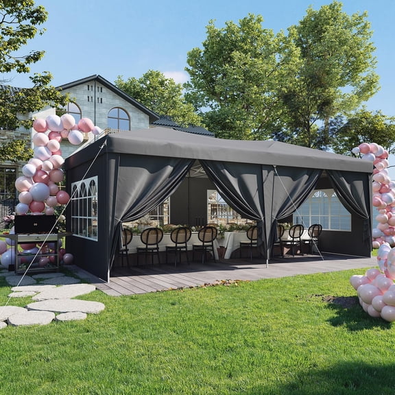 Aoxun 16x12 Lean to Gazebo Outdoor Pergola with Water Resistant & UV-Resistant, Wall-Mounted Canopy Sloped Roof Awning for Patio Backyard, Deck, or Garden Khaki