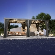 Aoxun 20' x 12' Louvered Pergola, Outdoor Aluminum Pergola with Adjustable Top for Decks, Gardens and Backyards, Gray