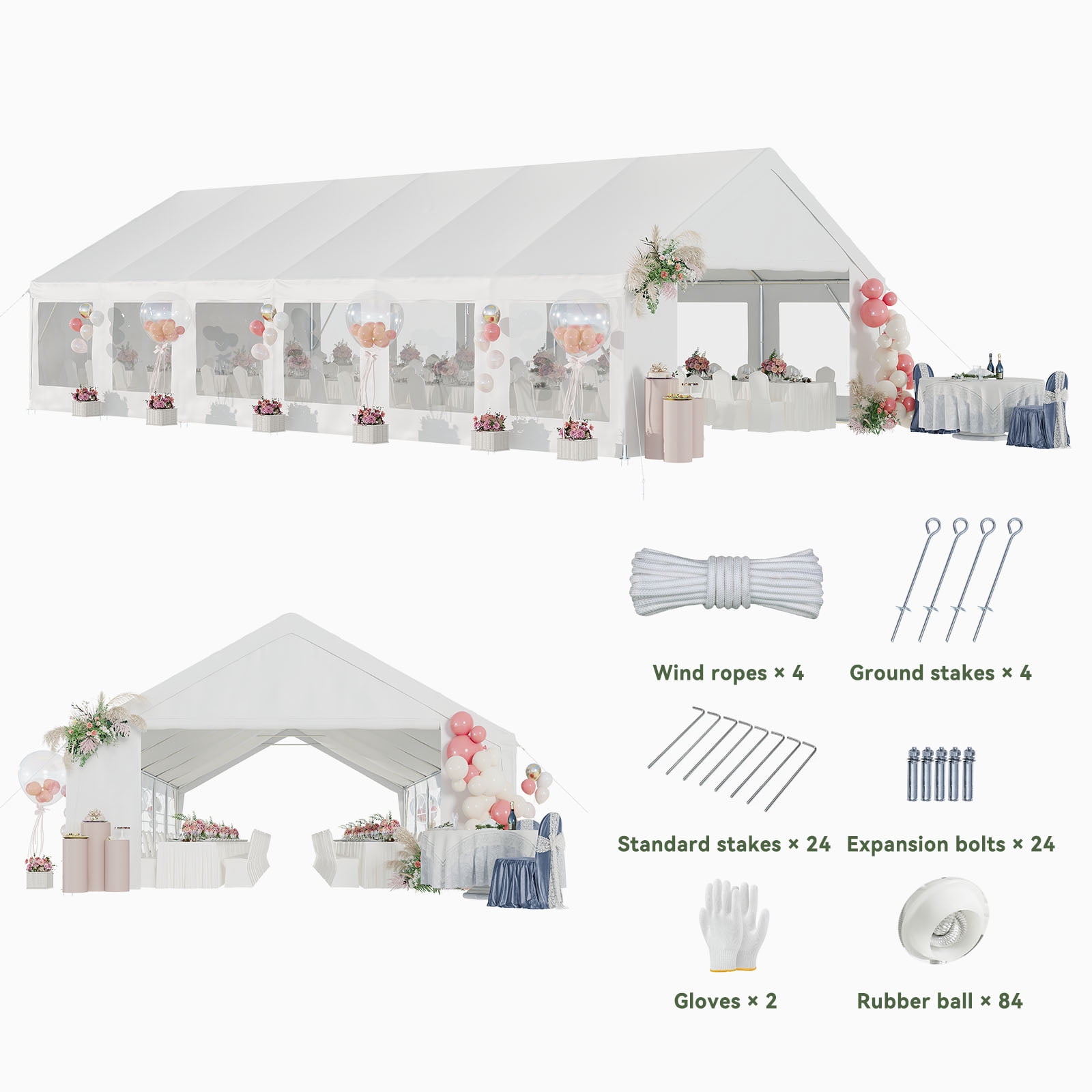 Aoxun 20x40 Party Tent Canopy for Weddings Waterproof Event Tent with Aoxun 20x40 Party Tent Canopy for Weddings Waterproof Event Tent with