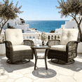 thumbnail image 1 of Dateyes 3 Pieces Patio Furniture Set, Patio Swivel Rocker Chairs Set of 2, Wicker Outdoor Bistro Set with Rocking Chair, Thickened Cushions and Table for Porch (Beige), 1 of 7