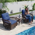 thumbnail image 1 of Sunmthink 3 Pieces Patio Furniture Set, Patio Swivel Rocker Chairs Set of 2, Wicker Outdoor Bistro Set with Rocking Chair, Thickened Cushions and Table for Porch (Navy Blue), 1 of 6