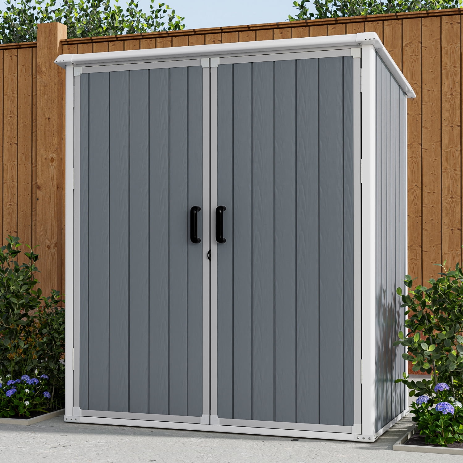 Aoxun Large Utility Resin Outdoor Storage Shed, 4.7' x 5.3