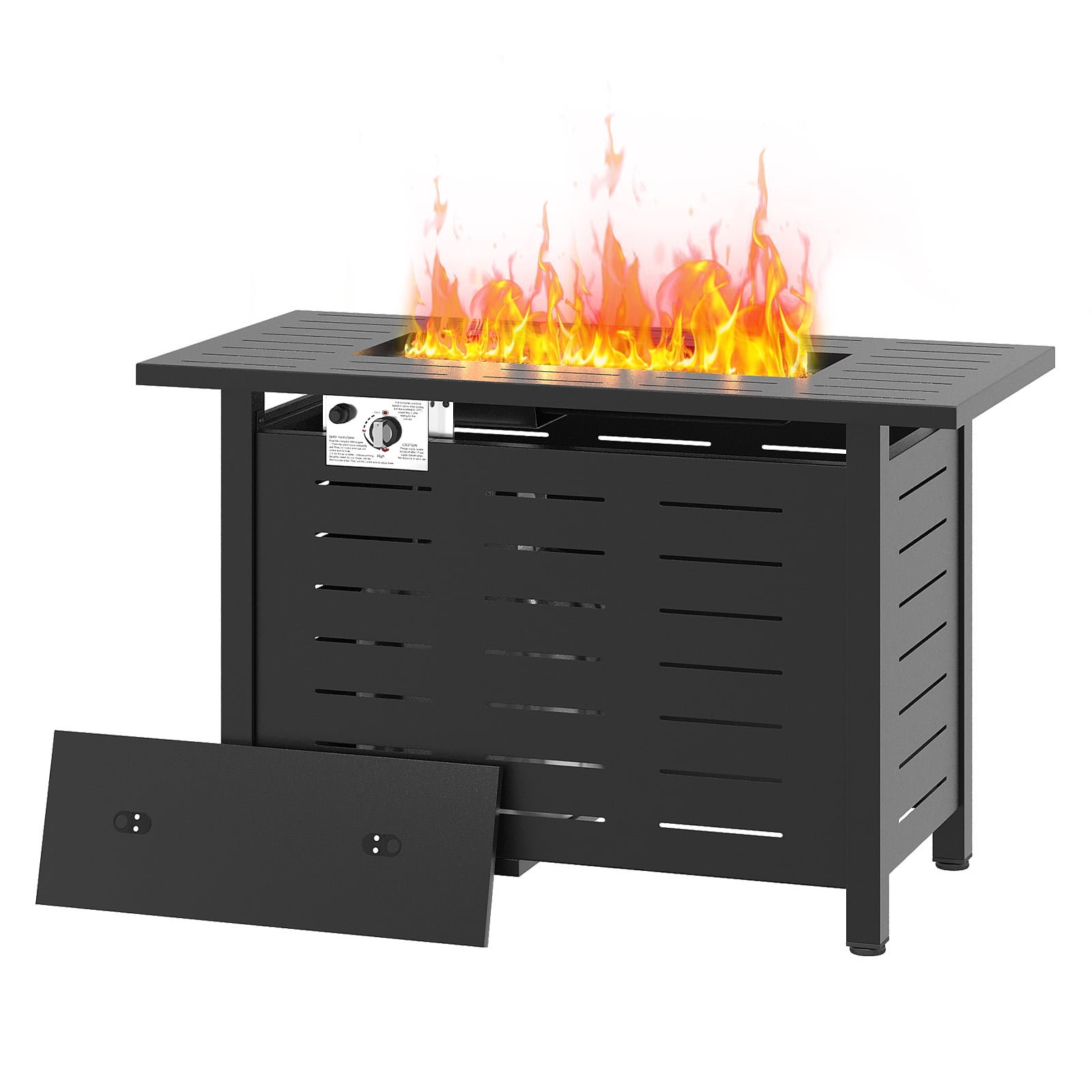 Aoxun 40" Propane Fire Pit Table, 50,000 BTU Auto Ignition Steel Gas Fire Pit with Removable Lid & Waterproof Cover for Patio, Backyard, Black