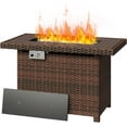 thumbnail image 1 of Aoxun 44" Propane Fire Pit Table – 60,000 BTU Outdoor Gas Fire Pits with Removable Lid & Waterproof Cover, Lava Rocks Rectangle Gas Firepit Table for Outside Patio Brown, 1 of 16