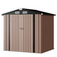 thumbnail image 1 of Aoxun 6 x 4 ft Outdoor Metal Storage Shed with Lock, Galvanized Metal Shed with Air Vents, Brown, 1 of 9