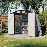 Aoxun 6’x4’ Storage Shed with Base, 22.5sq ft Outdoor Storage with Lockable Doors for Garden(Brown)