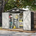 thumbnail image 1 of Aoxun 7.8’x 5.7’ Outdoor Storage Shed, Metal Garden Tool Shed with Lockable Door, Galvanized Steel Shed for Backyard, Lawn and Patio, Black, 1 of 7
