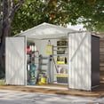 thumbnail image 1 of Aoxun 7.8’x 5.7’ Outdoor Storage Shed, Metal Garden Tool Shed with Lockable Door, Galvanized Steel Shed for Backyard, Lawn and Patio, Gray, 1 of 7
