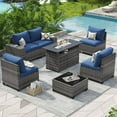 thumbnail image 1 of Aoxun 7 Pcs Outdoor Patio Furniture Sets with with 44'' Fire Table, Widen Armrests Wicker Outdoor Sectional for Backyard (Waterproof Cover Include), 1 of 7