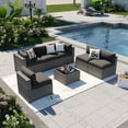thumbnail image 1 of Aoxun 7 Piece Patio Furniture Set Wicker Rattan Patio Conversation Set Outdoor Sectional Sofa Set with Coffee Table and 4” Thickened Cushions, Black(Waterproof Cover Included), 1 of 7