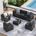 thumbnail image 1 of Aoxun 7 Piece Patio Furniture Set Wicker Rattan Patio Sectional Sofa Set Outdoor Seating Furniture with Thickened Cushion, Black, 1 of 6