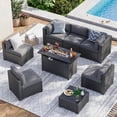thumbnail image 1 of Aoxun 8 Piece Patio Furniture Set with 44” Fire Pit Table Wicker Rattan Patio Sectional Sofa Set Outdoor Seating Furniture with Thickened Cushion, Gray, 1 of 6