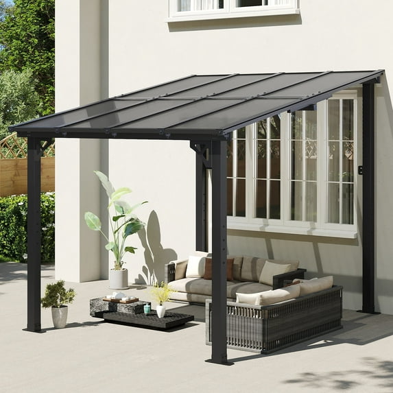 AOXUN 8' x 10' Hardtop Gazebo Outdoor Aluminum Pergola For Garden, Patio, Backyard-Gray