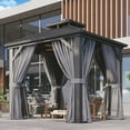 thumbnail image 1 of Aoxun 8'x8' Hardtop Gazebo, Aluminum Frame Gazebo with Double Galvanized Steel Roof, Outdoor Metal Pavilion with Netting and Curtains for Backyard, Gray, 1 of 8