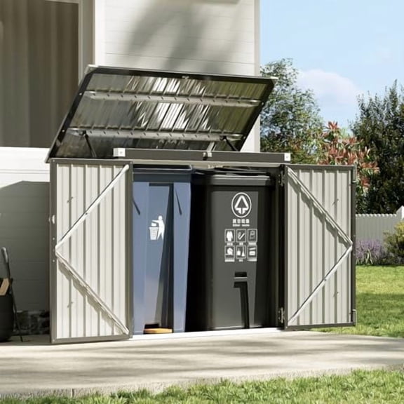 Aoxun 80 Cu. Ft Outdoor Trash Can Storage Shed,Black