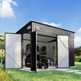 thumbnail image 1 of Aoxun 9.5'x7.5' Shed Outdoor Storage Shed with Triple Lockable Door Metal Storage Cabinet with Slopping Roof, 1 of 7